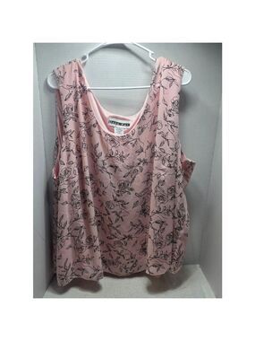 Women's DANA KAY Pink & Black Floral Tank Top Plus Size 32W